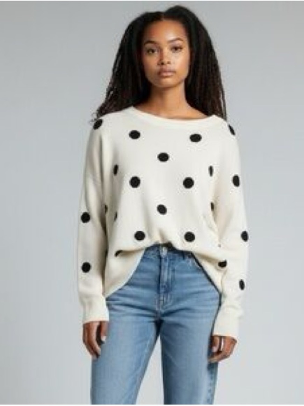 Victoria's Secret Cream Sweater with Black Polka Dots